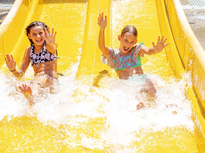 Girls on slide